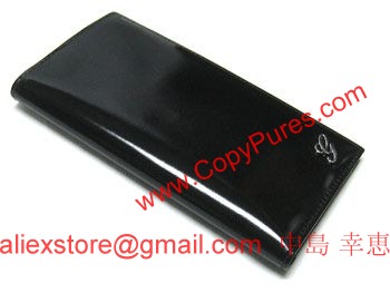 GUCCI　グッチ　財布　メンズ　長札　札入れ　Gスクリプト　ブリリアント　エナメルカーフ　ブラック　203599